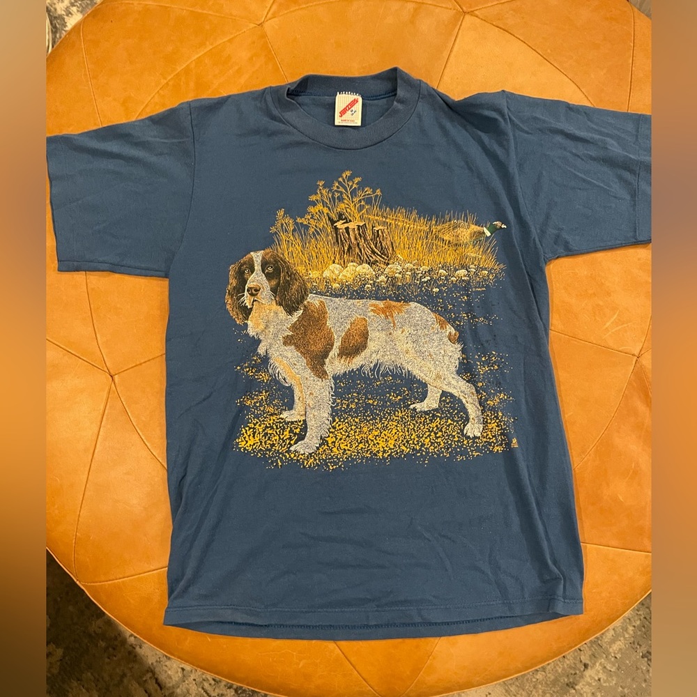 vintage blue graphic dog tee size medium